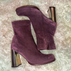 New Pedro Garcia High Heels Burgundy/Purple Booties Size 37
